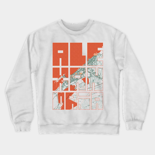 Alexandria, Egypt City Map Typography - Bohemian Crewneck Sweatshirt by deMAP Studio